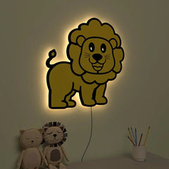 Baby Lion Backlit Wooden Wall Décor