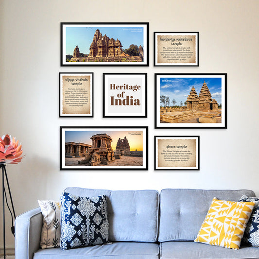 Set Of 7 Frame Sets Of Mystical Heritage Temples Of India