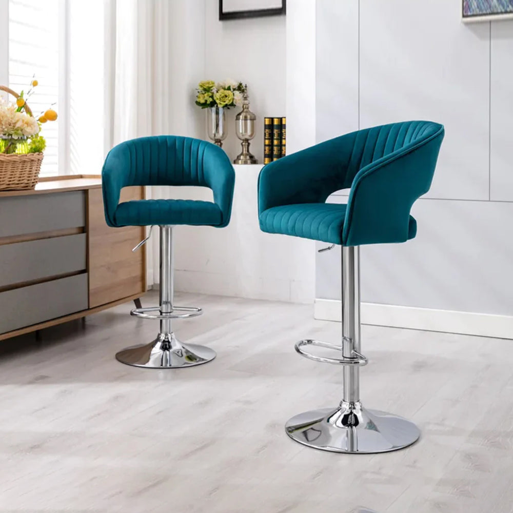 Teal Color Dee Swiel Adjustable Bar Stool