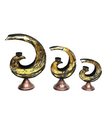 Gold Metal Tea Light Holder Figurine - Set of 3 table decor