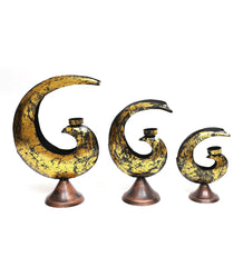 Gold Metal Tea Light Holder Figurine - Set of 3 table decor