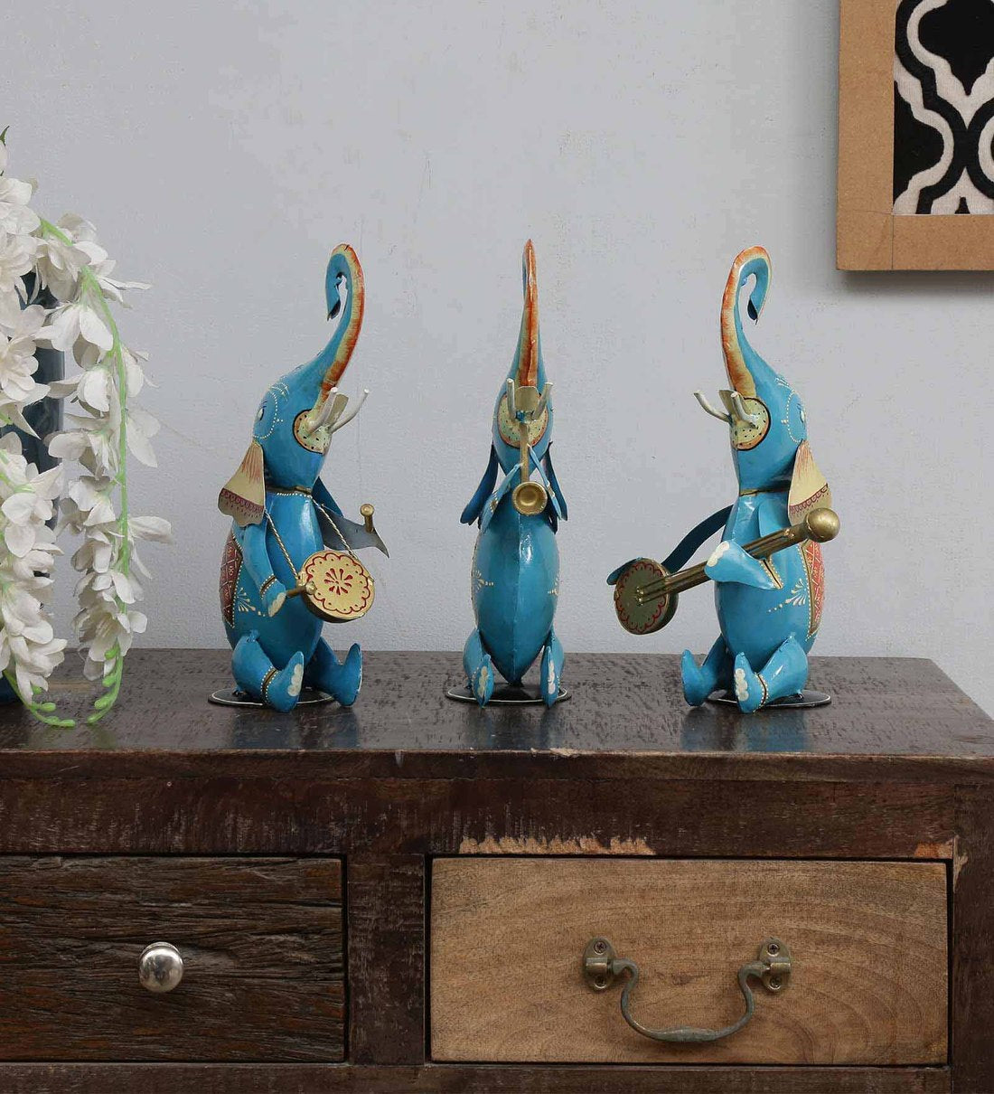 Musician Elephant Animal Figurine, Set of 3 table decor