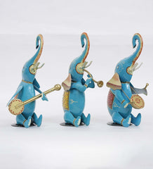 Musician Elephant Animal Figurine, Set of 3 table decor