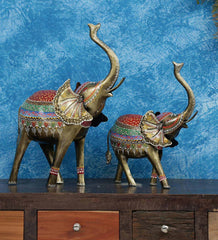 Elephant Large Animal Figurine, Set of 2 table decor