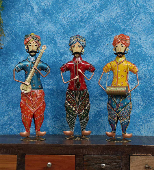 Punjabi Musician Men Human Figurine, Set of 3 table decor
