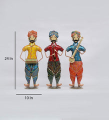 Punjabi Musician Men Human Figurine, Set of 3 table decor