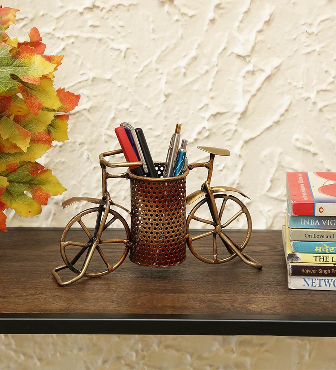 Cycle Pen Holder In Copper  table decor