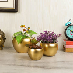 Gold Apple Planter Set of 3