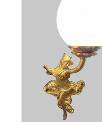 Gold Iconic Queen Beauty With Milky Glass Wall Light