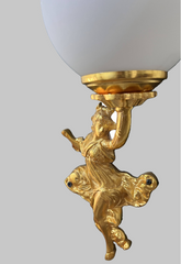 Gold Iconic Queen Beauty With Milky Glass Wall Light