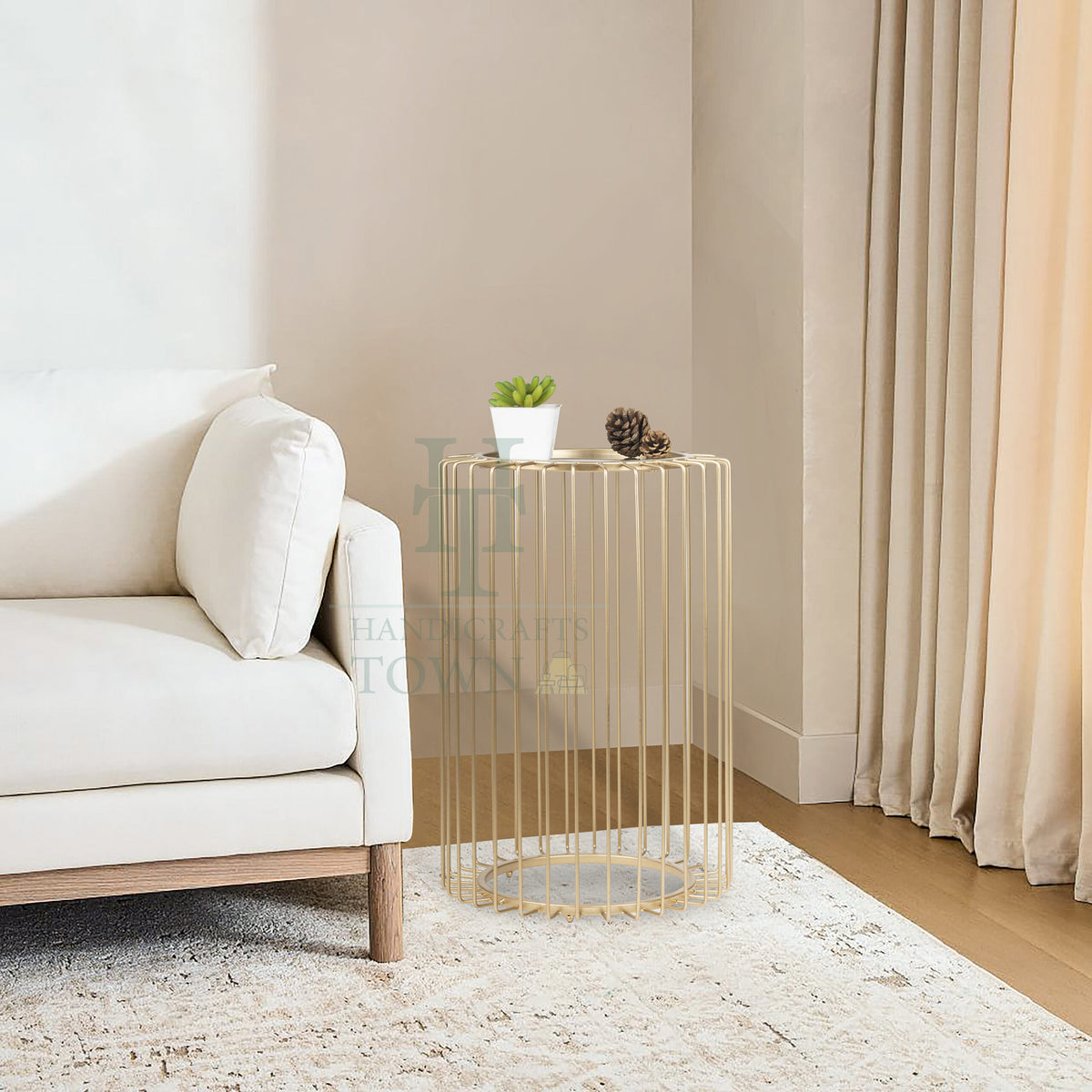 Metal Cage Side Table (Gold)