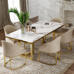 Amalgam Metal Marble Dining Table with 6 chairs