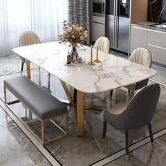 Astral White and Gold Dining Table with Chairs