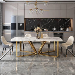 Astral White and Gold Dining Table with Chairs