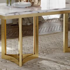 Amalgam Metal Marble Dining Table with 6 chairs