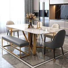 Astral White and Gold Dining Table with Chairs