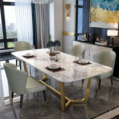 Astral White and Gold Dining Table with Chairs