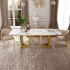 Amalgam Metal Marble Dining Table with 6 chairs