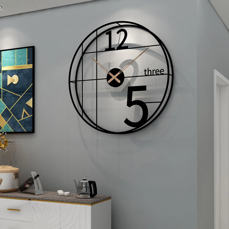 Alphabetic Metal Round Wall Clock (Black)