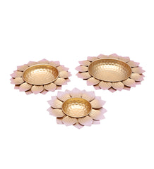 Hammered Baby Pink FLower Urli Set of 3