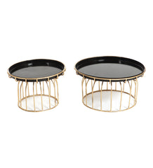 Black & Gold Metal Cake Platter Set of 2