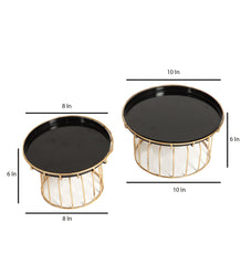 Black & Gold Metal Cake Platter Set of 2