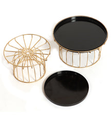 Black & Gold Metal Cake Platter Set of 2