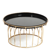 Black & Gold Metal Cake Platter Set of 2