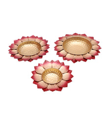 Hammered Red FLower Urli Set of 3