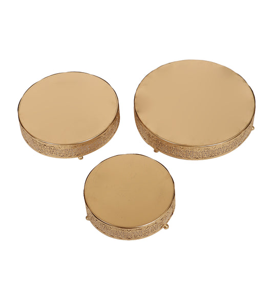 Round Etching Flower Buffet Riser Set of 3