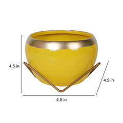 Apple Shape Metal Yellow & Gold Planter Set of 2