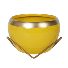 Apple Shape Metal Yellow & Gold Planter Set of 2