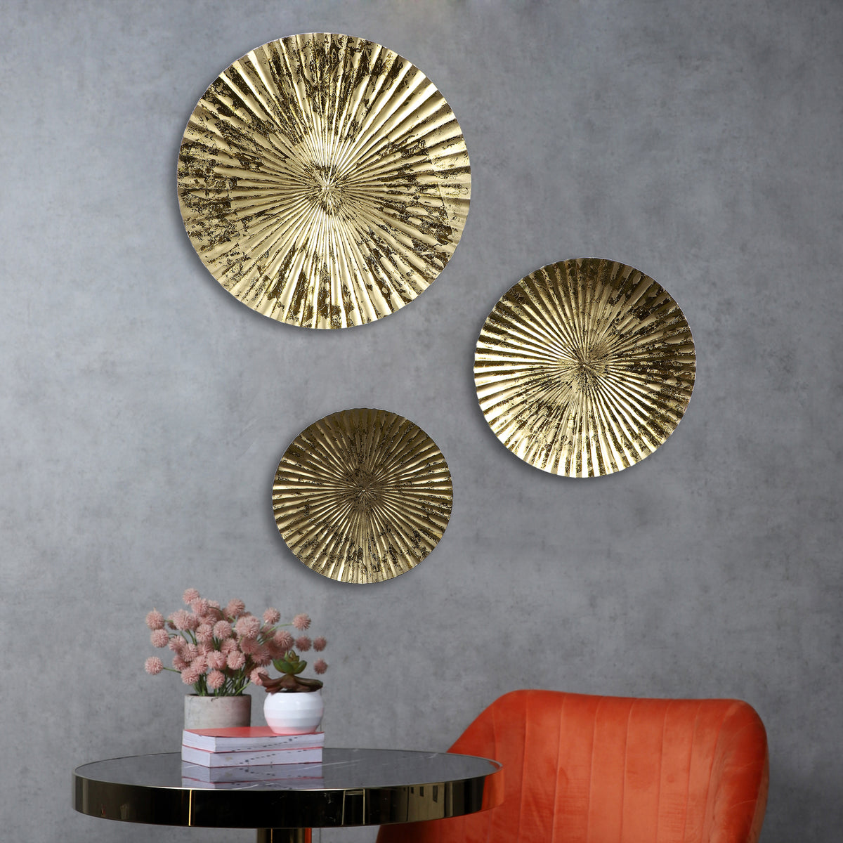 Gold Foil Hammered Wall Decor Set of 3