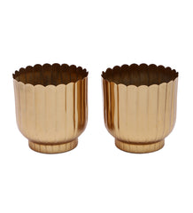 Striped Gold Flower Pot Set of 2