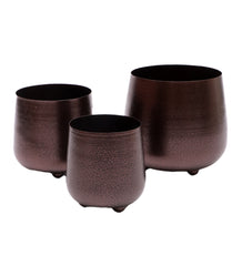 Copper Hammerd Bowl Planter Set of 3