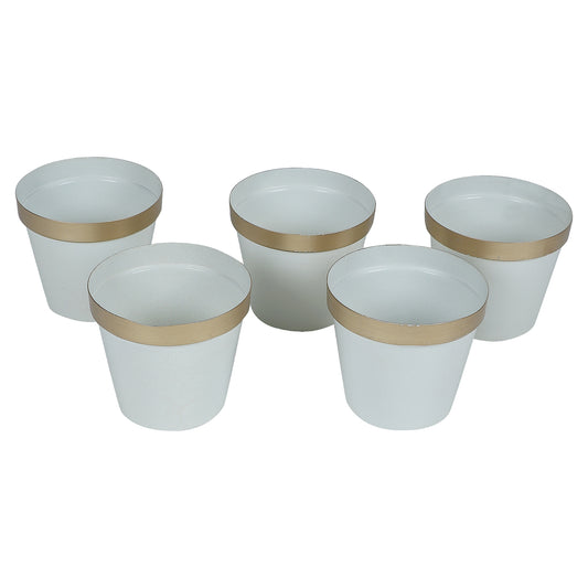 White & Gold Pot Planter Set of 5