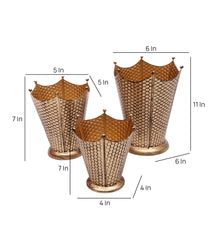 Gold Flower Pot Shape Planter Stand Set of 3