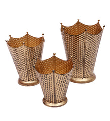 Gold Flower Pot Shape Planter Stand Set of 3