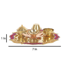 Purple & Gold Bras Pooja Thali