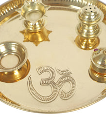 Om Brass Small Pooja Thali