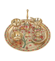 Heavy Brass Meena Pooja Thali Set of 6