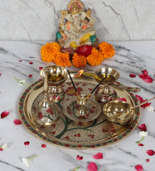 Heavy Brass Meena Pooja Thali Set of 6