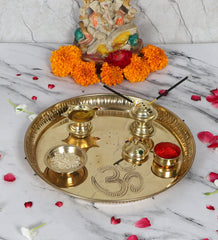 Om Brass Small Pooja Thali