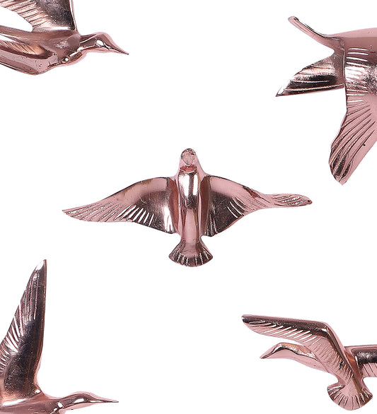 Aluminium Copper Bird Wall Decor Set of 5