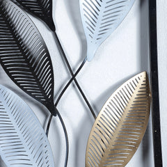 Rectangular Black, Gold, SIlver Leaves Wall Decor Set of 2