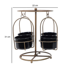 Detachable Revolving Merry Go Round Gold & Black Planter Stand