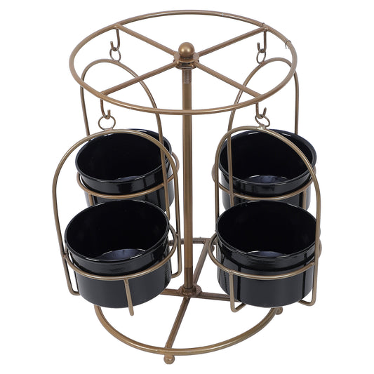 Detachable Revolving Merry Go Round Gold & Black Planter Stand