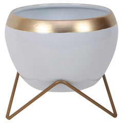 Apple Shape Metal White & Gold Planter Set of 2