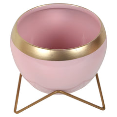 Apple Shape Metal Pink & Gold Planter Set of 2