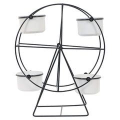 Revolving Wheel Black & White Planter Stand